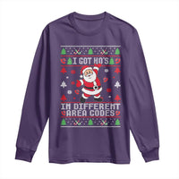 Funny Santa Ugly Christmas Long Sleeve Shirt I Got Hos in Different Area Codes - Wonder Print Shop