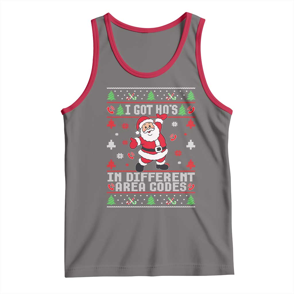 Funny Santa Ugly Christmas Tank Top I Got Hos in Different Area Codes - Wonder Print Shop