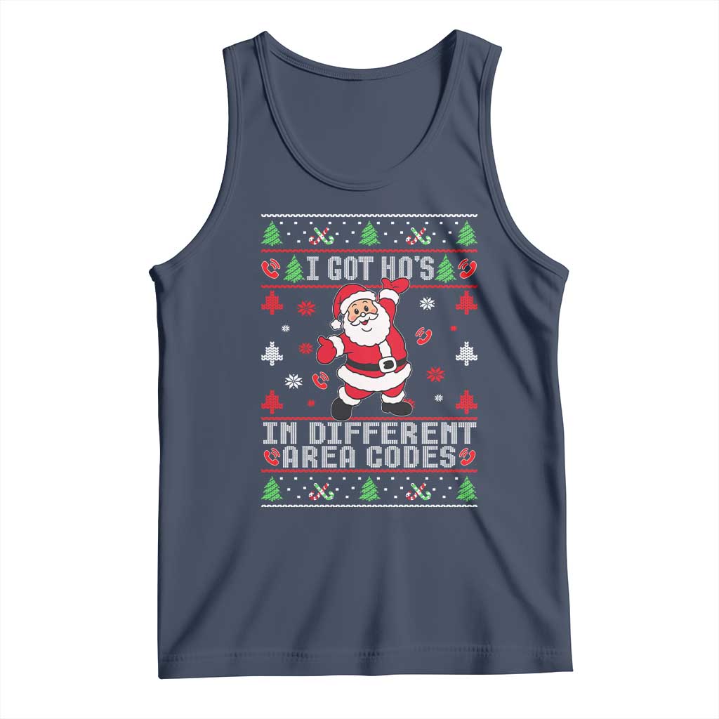 Funny Santa Ugly Christmas Tank Top I Got Hos in Different Area Codes - Wonder Print Shop