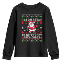 Funny Santa Ugly Christmas Youth Sweatshirt I Got Hos in Different Area Codes - Wonder Print Shop