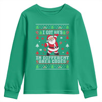 Funny Santa Ugly Christmas Youth Sweatshirt I Got Hos in Different Area Codes - Wonder Print Shop