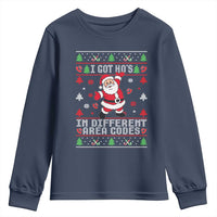 Funny Santa Ugly Christmas Youth Sweatshirt I Got Hos in Different Area Codes - Wonder Print Shop