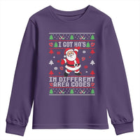 Funny Santa Ugly Christmas Youth Sweatshirt I Got Hos in Different Area Codes - Wonder Print Shop