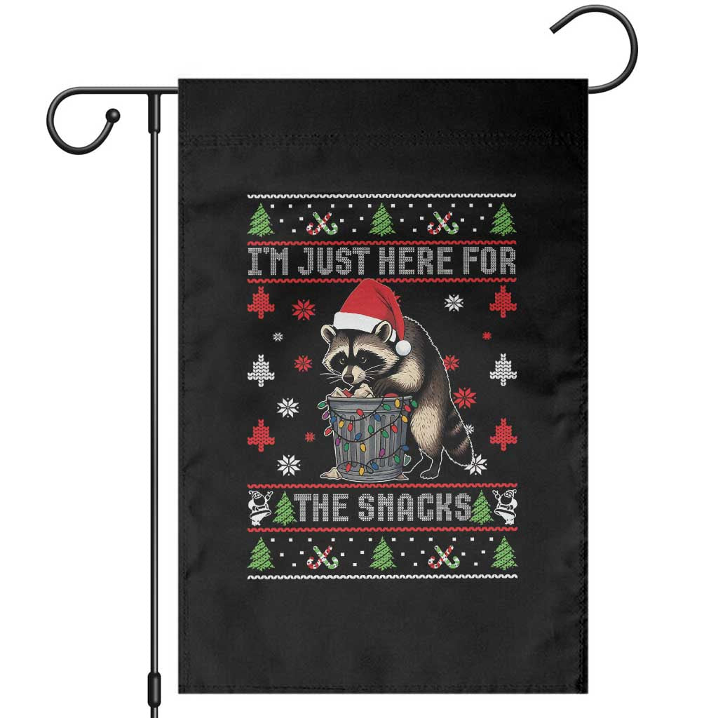 Funny Raccoon Ugly Christmas Garden Flag I'm Just Here for The Snacks Cute Trash Panda - Wonder Print Shop
