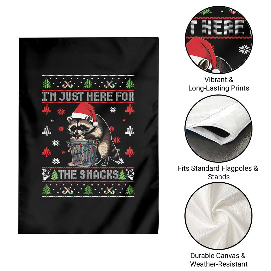 Funny Raccoon Ugly Christmas Garden Flag I'm Just Here for The Snacks Cute Trash Panda - Wonder Print Shop