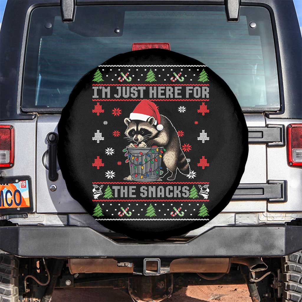 Funny Raccoon Ugly Christmas Spare Tire Cover I'm Just Here for The Snacks Cute Trash Panda - Wonder Print Shop