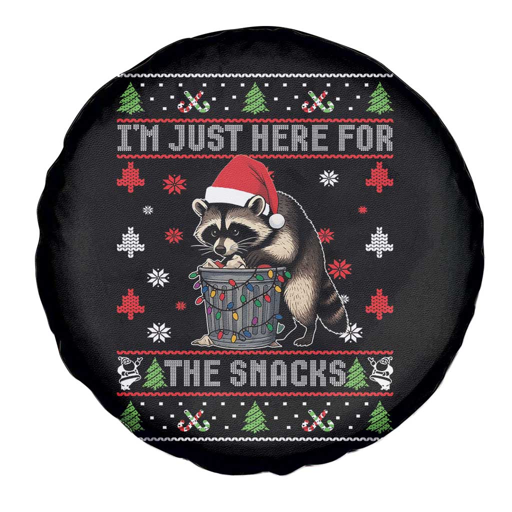 Funny Raccoon Ugly Christmas Spare Tire Cover I'm Just Here for The Snacks Cute Trash Panda - Wonder Print Shop