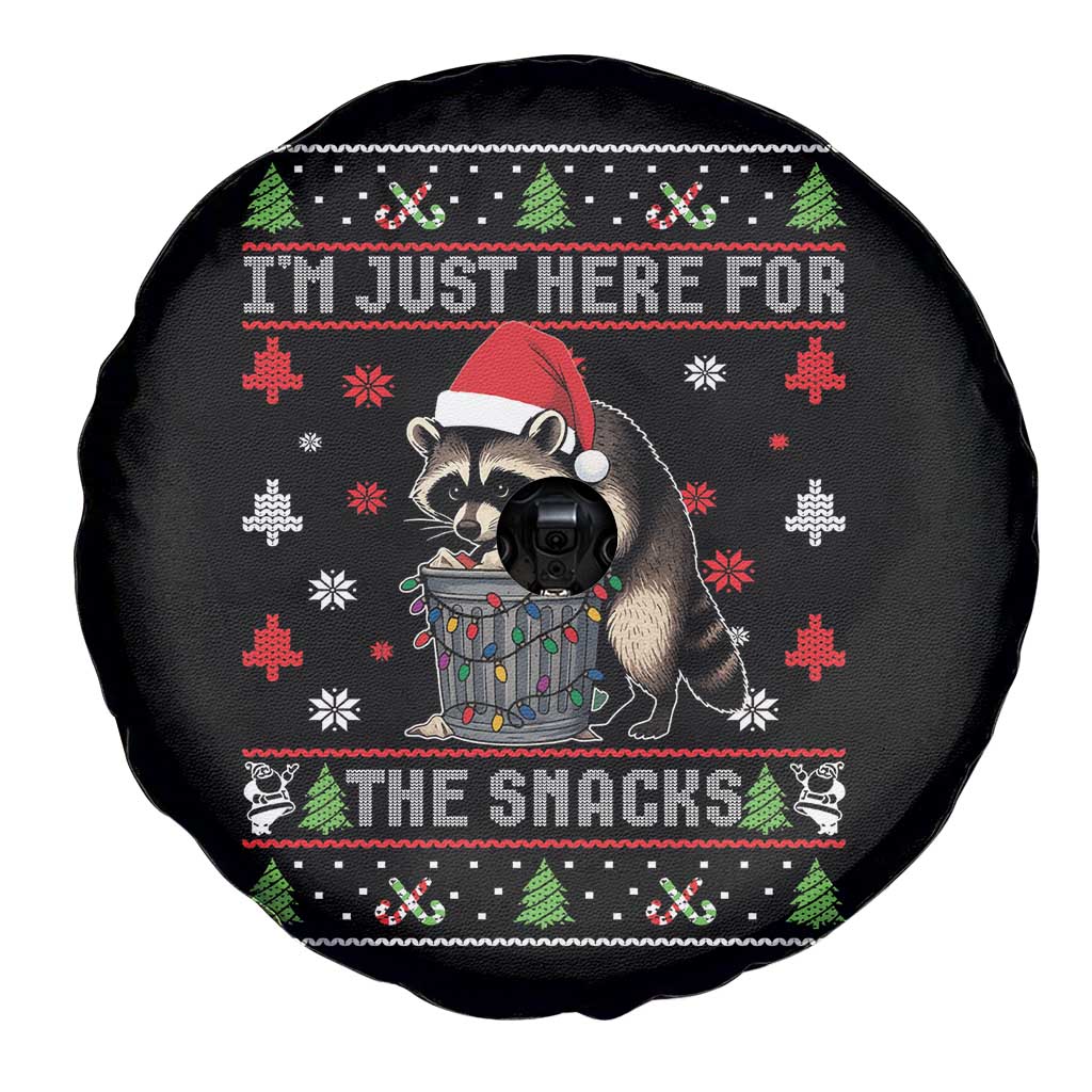 Funny Raccoon Ugly Christmas Spare Tire Cover I'm Just Here for The Snacks Cute Trash Panda - Wonder Print Shop