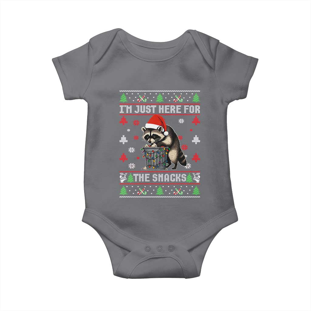 Funny Raccoon Ugly Christmas Baby Onesie I'm Just Here for The Snacks Cute Trash Panda - Wonder Print Shop