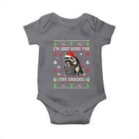 Funny Raccoon Ugly Christmas Baby Onesie I'm Just Here for The Snacks Cute Trash Panda - Wonder Print Shop