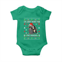 Funny Raccoon Ugly Christmas Baby Onesie I'm Just Here for The Snacks Cute Trash Panda - Wonder Print Shop