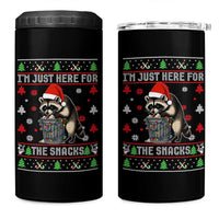 Funny Raccoon Ugly Christmas 4 in 1 Can Cooler Tumbler I'm Just Here for The Snacks Cute Trash Panda - Wonder Print Shop