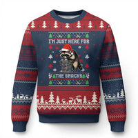Funny Raccoon Ugly Xmas Ugly Christmas Sweater I'm Just Here for The Snacks Cute Trash Panda - Wonder Print Shop