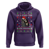 Funny Raccoon Ugly Christmas Hoodie I'm Just Here for The Snacks Cute Trash Panda - Wonder Print Shop