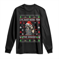 Funny Raccoon Ugly Christmas Long Sleeve Shirt I'm Just Here for The Snacks Cute Trash Panda - Wonder Print Shop