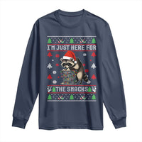 Funny Raccoon Ugly Christmas Long Sleeve Shirt I'm Just Here for The Snacks Cute Trash Panda - Wonder Print Shop
