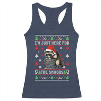 Funny Raccoon Ugly Christmas Racerback Tank Top I'm Just Here for The Snacks Cute Trash Panda - Wonder Print Shop