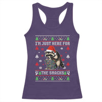Funny Raccoon Ugly Christmas Racerback Tank Top I'm Just Here for The Snacks Cute Trash Panda - Wonder Print Shop