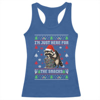 Funny Raccoon Ugly Christmas Racerback Tank Top I'm Just Here for The Snacks Cute Trash Panda - Wonder Print Shop