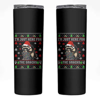 Funny Raccoon Ugly Christmas Skinny Tumbler I'm Just Here for The Snacks Cute Trash Panda - Wonder Print Shop