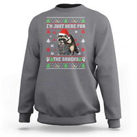 Funny Raccoon Ugly Christmas Sweatshirt I'm Just Here for The Snacks Cute Trash Panda - Wonder Print Shop