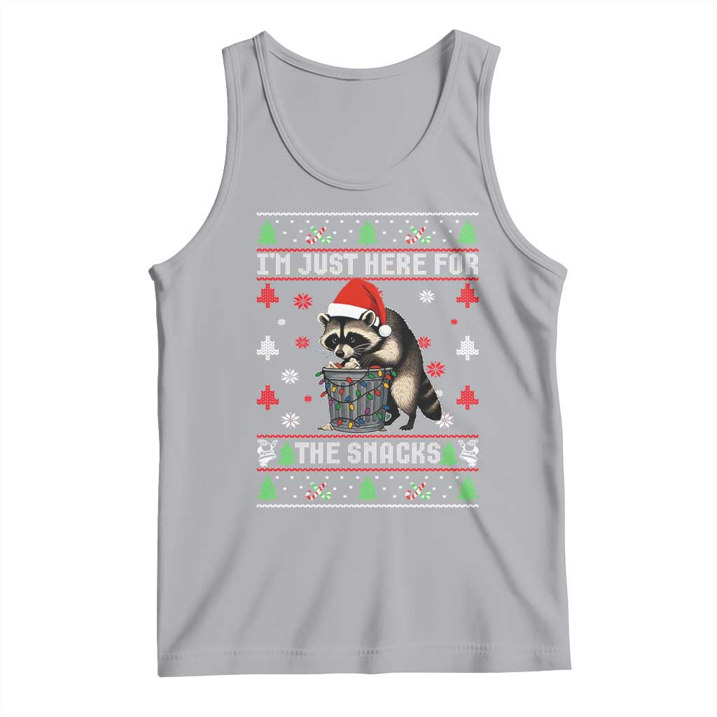Funny Raccoon Ugly Christmas Tank Top I'm Just Here for The Snacks Cute Trash Panda - Wonder Print Shop