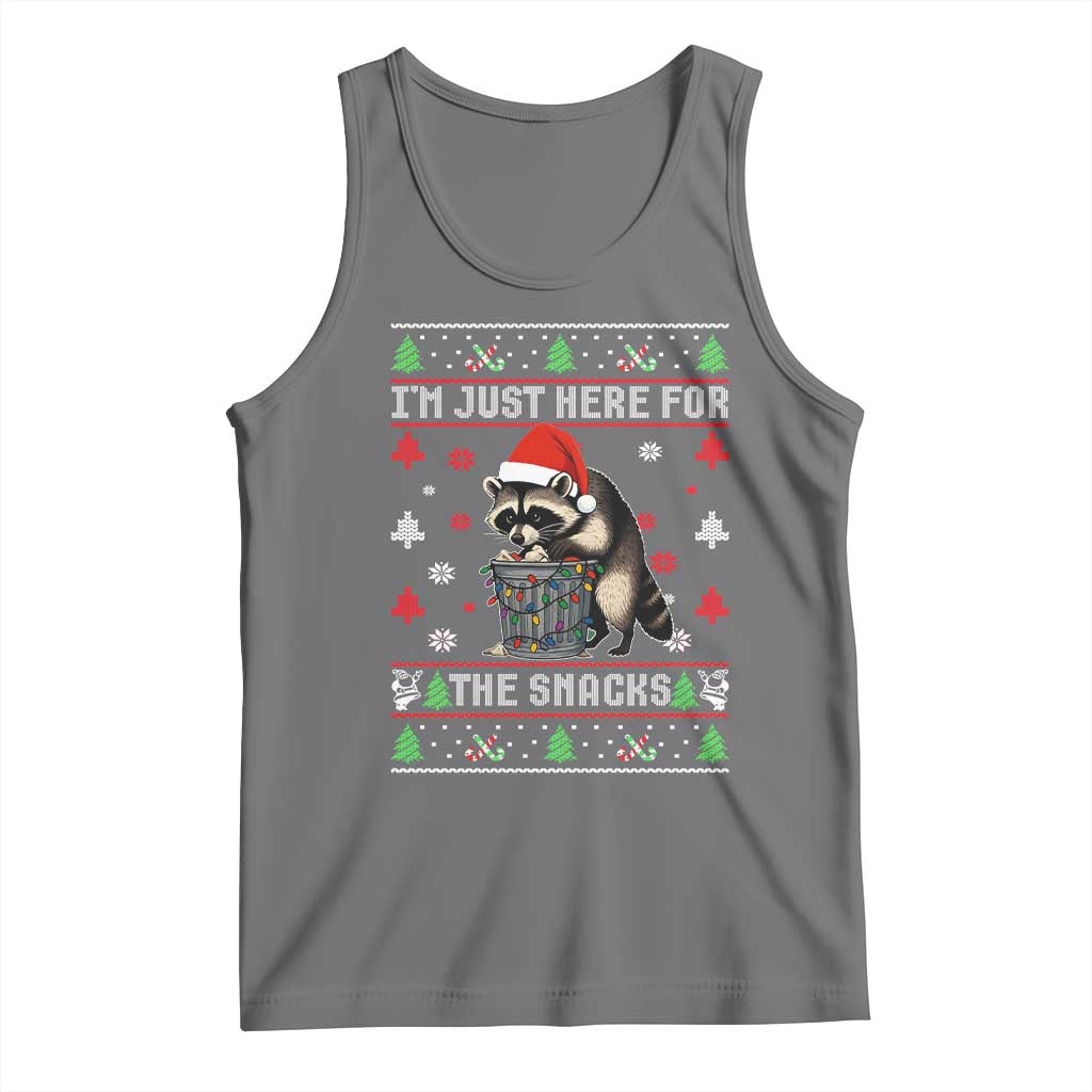 Funny Raccoon Ugly Christmas Tank Top I'm Just Here for The Snacks Cute Trash Panda - Wonder Print Shop