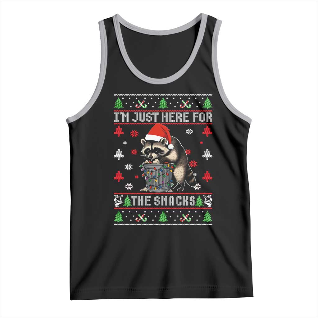 Funny Raccoon Ugly Christmas Tank Top I'm Just Here for The Snacks Cute Trash Panda - Wonder Print Shop