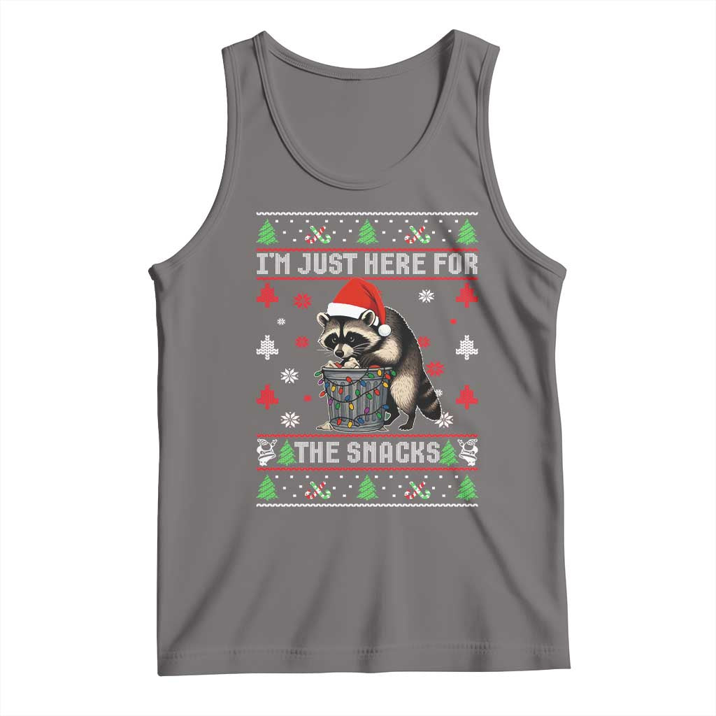 Funny Raccoon Ugly Christmas Tank Top I'm Just Here for The Snacks Cute Trash Panda - Wonder Print Shop