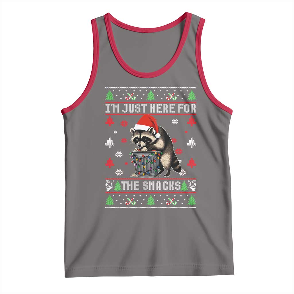 Funny Raccoon Ugly Christmas Tank Top I'm Just Here for The Snacks Cute Trash Panda - Wonder Print Shop