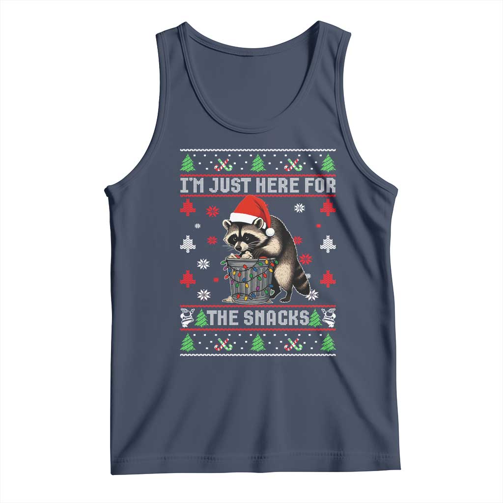Funny Raccoon Ugly Christmas Tank Top I'm Just Here for The Snacks Cute Trash Panda - Wonder Print Shop