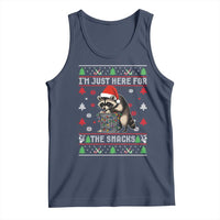Funny Raccoon Ugly Christmas Tank Top I'm Just Here for The Snacks Cute Trash Panda - Wonder Print Shop
