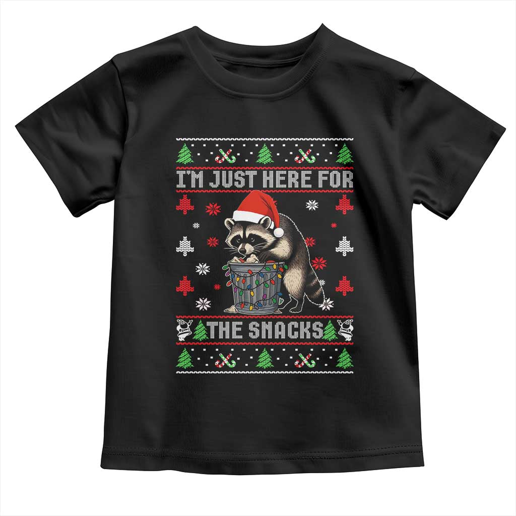 Funny Raccoon Ugly Christmas Toddler T Shirt I'm Just Here for The Snacks Cute Trash Panda - Wonder Print Shop