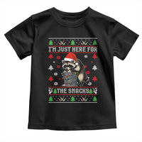 Funny Raccoon Ugly Christmas Toddler T Shirt I'm Just Here for The Snacks Cute Trash Panda - Wonder Print Shop