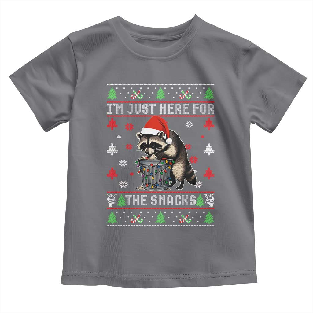 Funny Raccoon Ugly Christmas Toddler T Shirt I'm Just Here for The Snacks Cute Trash Panda - Wonder Print Shop