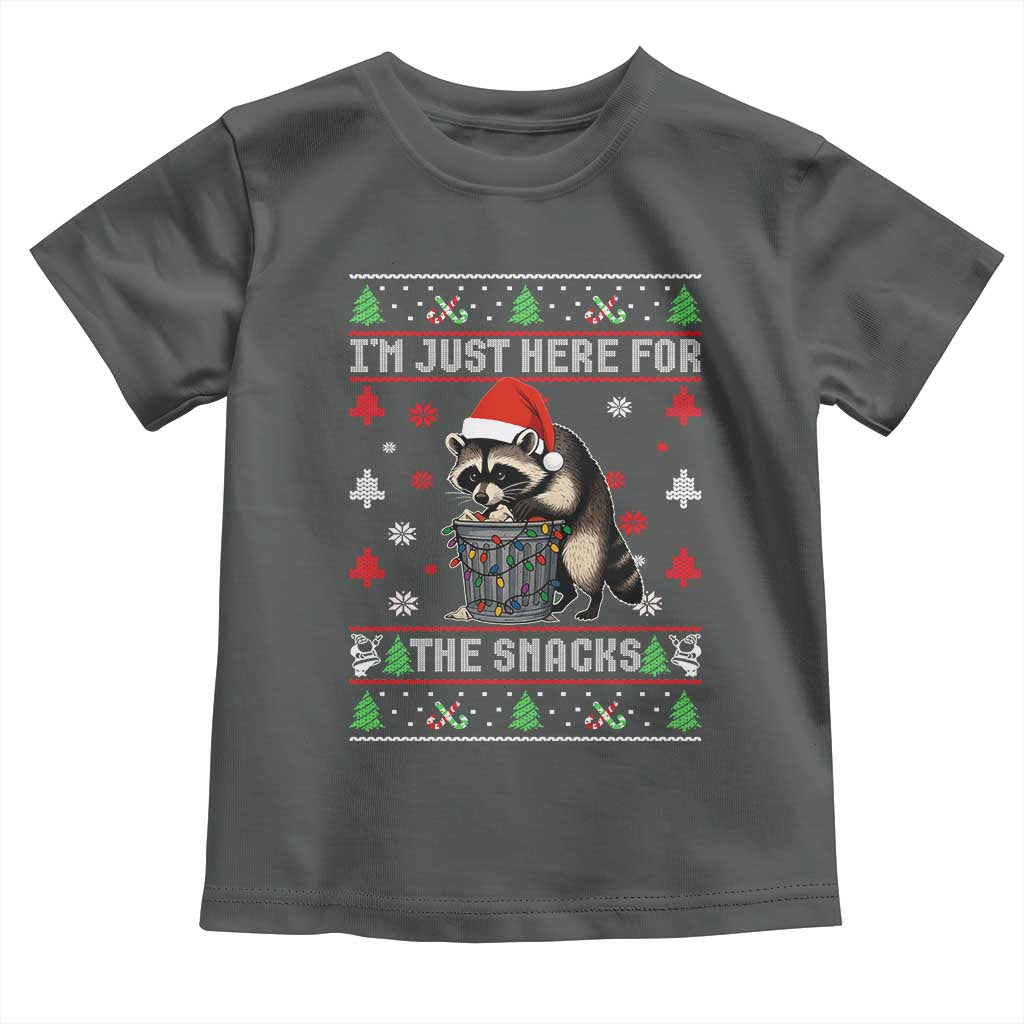 Funny Raccoon Ugly Christmas Toddler T Shirt I'm Just Here for The Snacks Cute Trash Panda - Wonder Print Shop