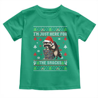 Funny Raccoon Ugly Christmas Toddler T Shirt I'm Just Here for The Snacks Cute Trash Panda - Wonder Print Shop