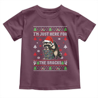 Funny Raccoon Ugly Christmas Toddler T Shirt I'm Just Here for The Snacks Cute Trash Panda - Wonder Print Shop