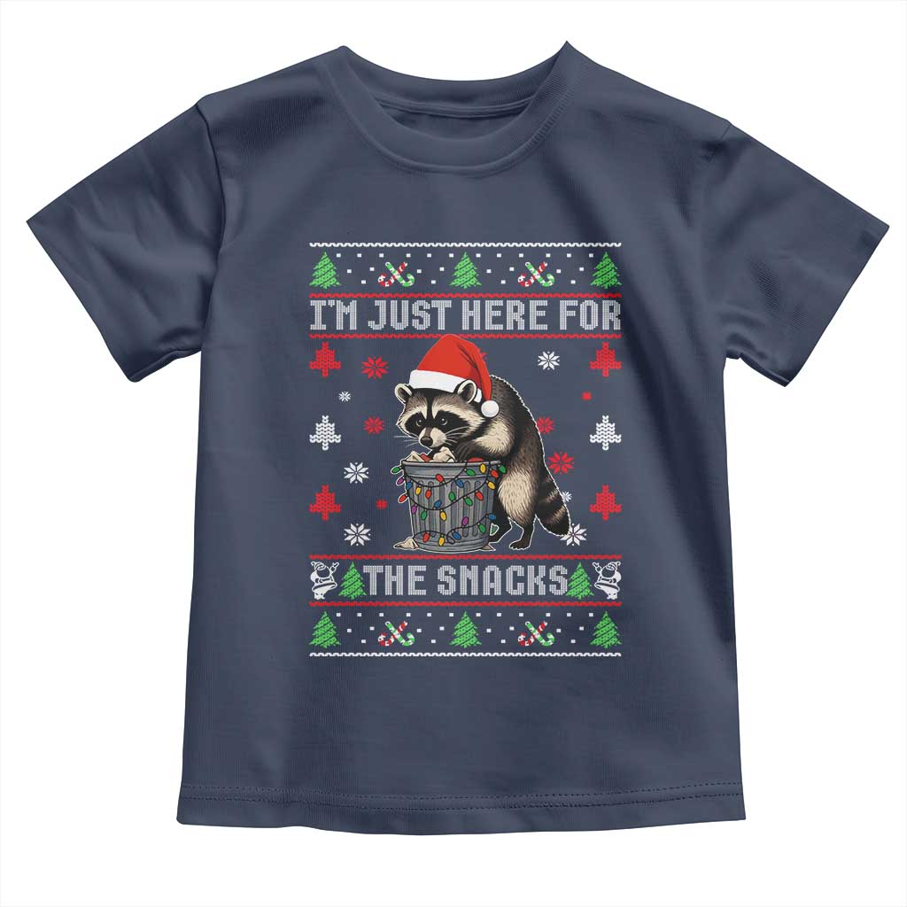 Funny Raccoon Ugly Christmas Toddler T Shirt I'm Just Here for The Snacks Cute Trash Panda - Wonder Print Shop