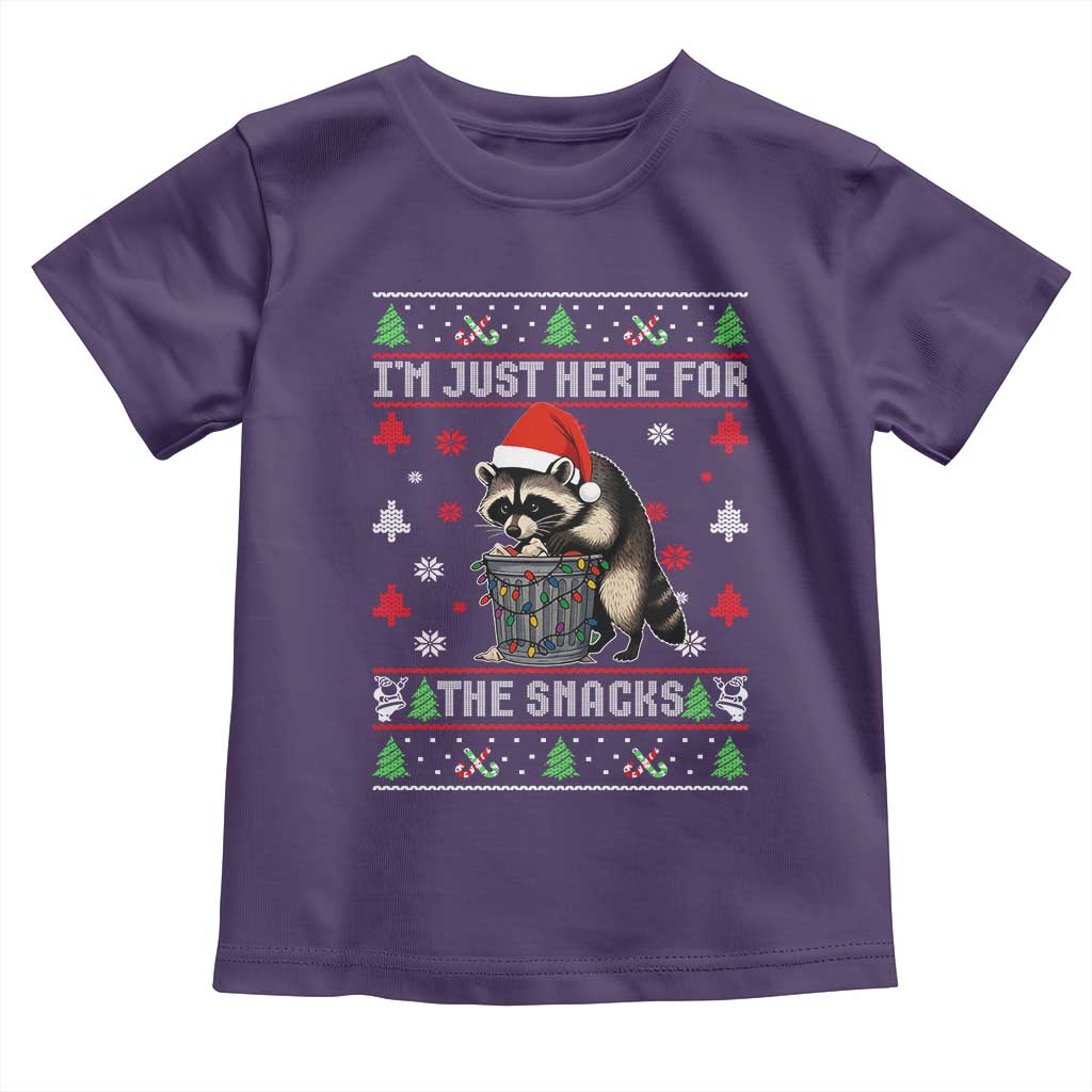 Funny Raccoon Ugly Christmas Toddler T Shirt I'm Just Here for The Snacks Cute Trash Panda - Wonder Print Shop