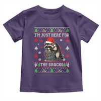 Funny Raccoon Ugly Christmas Toddler T Shirt I'm Just Here for The Snacks Cute Trash Panda - Wonder Print Shop