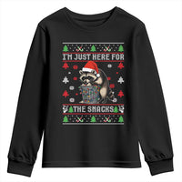 Funny Raccoon Ugly Christmas Youth Sweatshirt I'm Just Here for The Snacks Cute Trash Panda - Wonder Print Shop