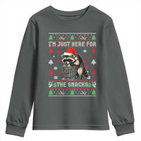 Funny Raccoon Ugly Christmas Youth Sweatshirt I'm Just Here for The Snacks Cute Trash Panda - Wonder Print Shop