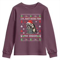 Funny Raccoon Ugly Christmas Youth Sweatshirt I'm Just Here for The Snacks Cute Trash Panda - Wonder Print Shop