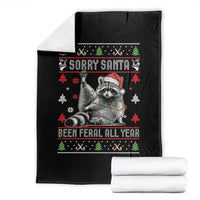 Funny Raccoon Ugly Christmas Throw Blanket Cute Trash Panda Sorry Santa Been Feral All Year - Wonder Print Shop