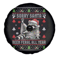 Funny Raccoon Ugly Christmas Spare Tire Cover Cute Trash Panda Sorry Santa Been Feral All Year - Wonder Print Shop