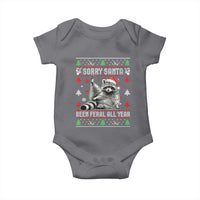 Funny Raccoon Ugly Christmas Baby Onesie Cute Trash Panda Sorry Santa Been Feral All Year - Wonder Print Shop
