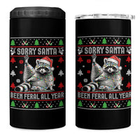 Funny Raccoon Ugly Christmas 4 in 1 Can Cooler Tumbler Cute Trash Panda Sorry Santa Been Feral All Year - Wonder Print Shop