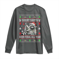 Funny Raccoon Ugly Christmas Long Sleeve Shirt Cute Trash Panda Sorry Santa Been Feral All Year - Wonder Print Shop