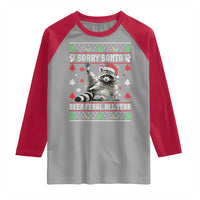 Funny Raccoon Ugly Christmas Raglan Shirt Cute Trash Panda Sorry Santa Been Feral All Year - Wonder Print Shop